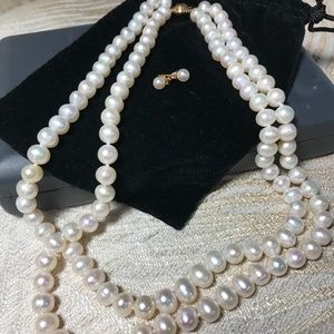 Pearl Necklace and Earrings